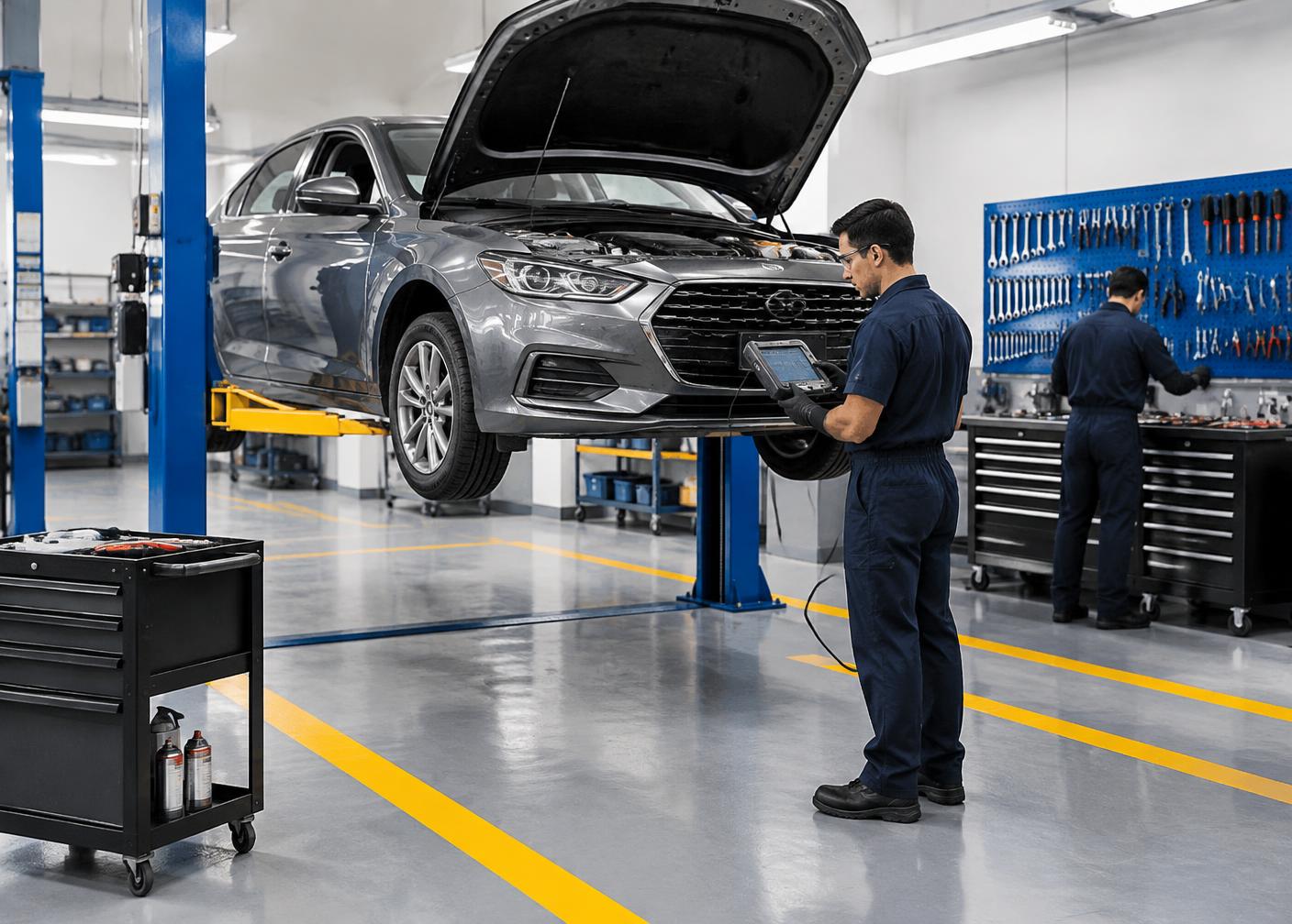 Alyvon automotive training bay organised to Toyota Production System standards